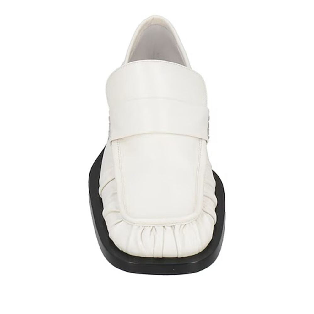 JIL SANDER White Ruched crinkled-leather penny loafers heels 36 NIB Black heel - Picture 5 of 8
